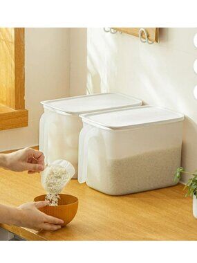 3 Pack Plastic Storage Bin with Handle & Lid Clear Kitchen Organizer Pantry